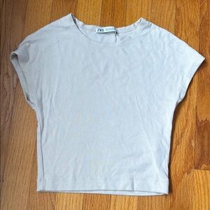 Zara White Cap Sleeve Crop Tee